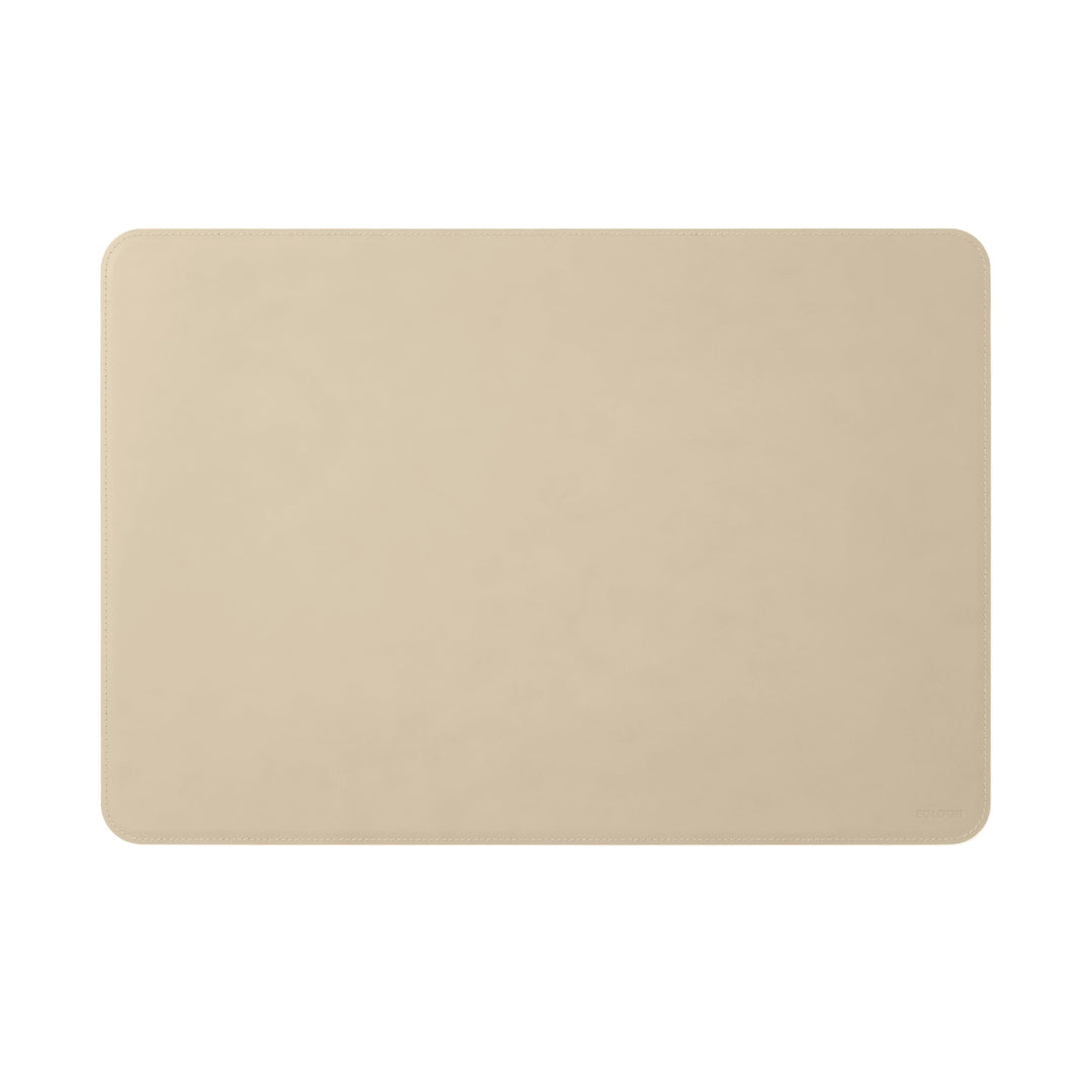 Eglooh - Herms - Schreibtischunterlage aus Leder Beige cm 65x45 - Handwerkliche Nähte und abgerundet
