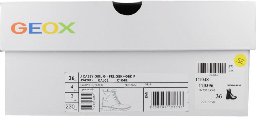 Geox Mädchen J Casey Girl Ankle Boot 28 EU Graphite Black, 28 EU Graphite Black