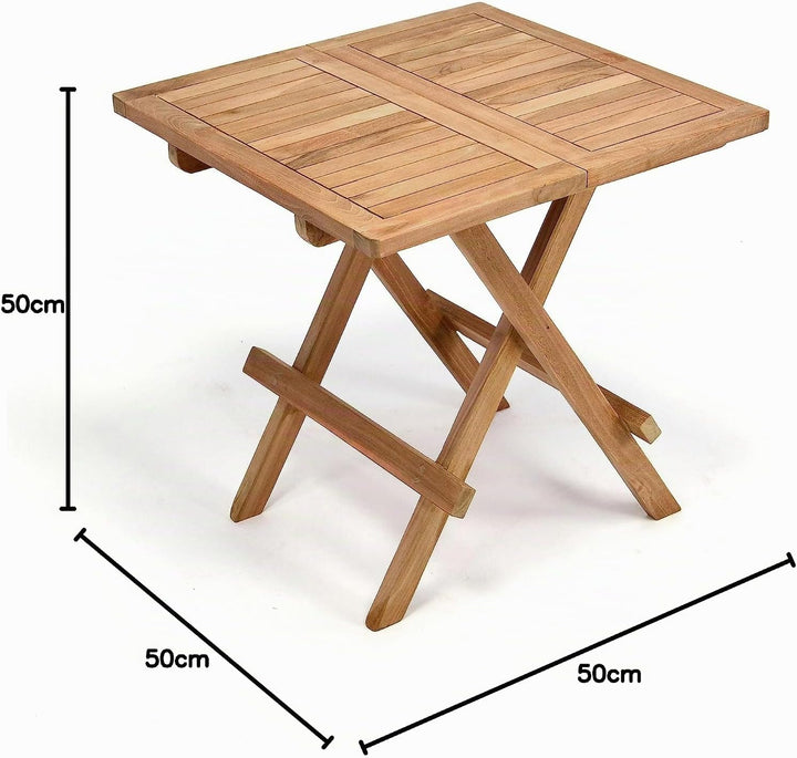Divero Kindertisch Beistelltisch Balkontisch Teak Holz Tisch für Terrasse Balkon Garten – eckig wett