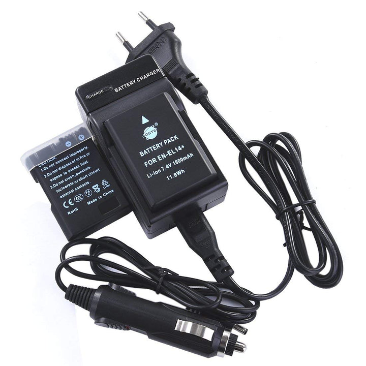 DSTE®（2 Pack） Ersatz Batterie und DC111E Reise Ladegerät Compatible für Nikon EN-EL14 EN-EL14A DF D3