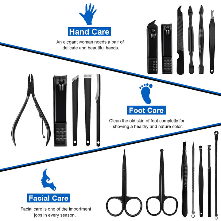 Maniküre Set Professionelles Nagelknipser Kit Pediküre Kit -18 stücke Edelstahl Nagelpflege Werkzeug