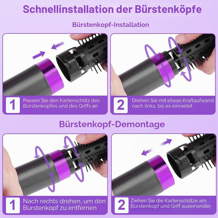 Air Styler 6-in-1-Haarstyler-Gebläsebürste, 1000 W tragbarer Haartrocknerkamm mit 6 Zubehörteilen, N