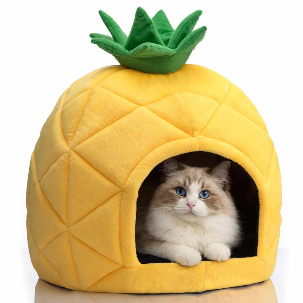 Hollypet Cozy Pet Bett Warm Höhle Nest Schlafbett Ananas Form Welpenhaus für Katzen und kleine Hunde