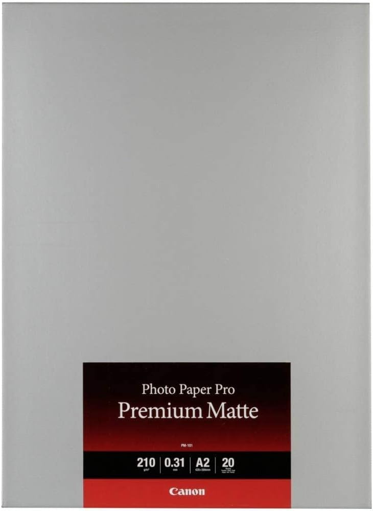 Canon Fotopapier PM-101 Premium matt - DIN A2, 20 Blatt (210 g/qm) für Tintenstrahldrucker 2511819,