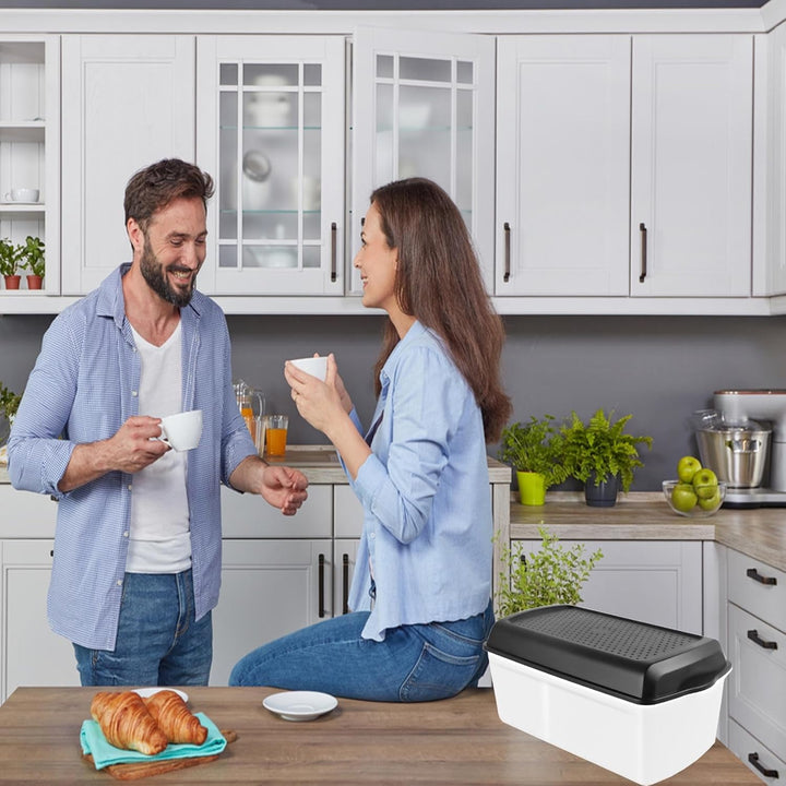 NBVNBV Brotkasten, Smart Brotbox mit Trenner und Bread Deckel Schwarz, Lebensmittelecht Brot Aufbewa