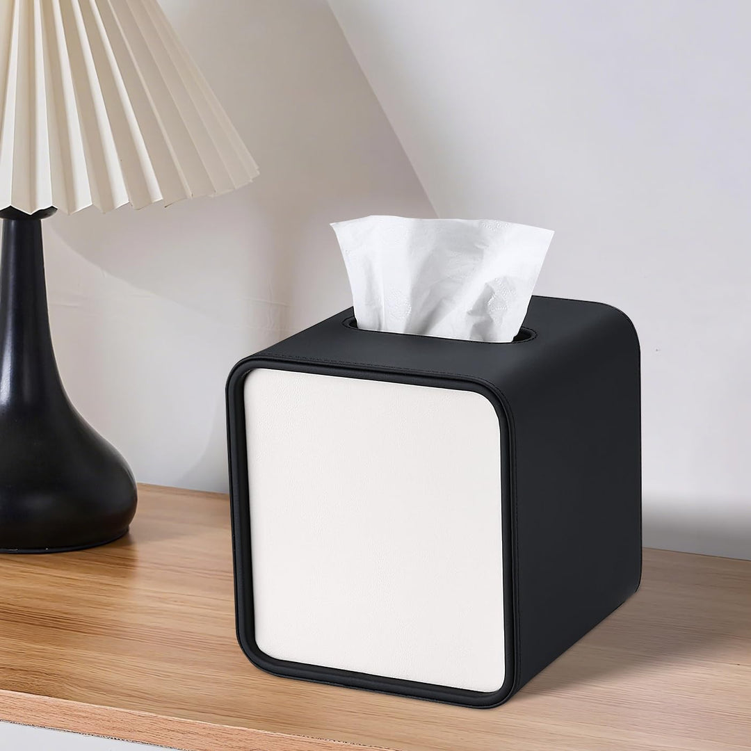 GORESE Taschentuchbox,Leder Quadratische Kosmetiktücherbox Papiertaschentuchhalter Taschentuchspende