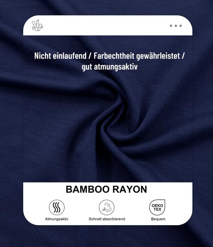 COLORFULLEAF 3/5er Pack Bambus Rundhals T-Shirt Herren Stretch Unterziehshirt Männer Einfarbig Busin
