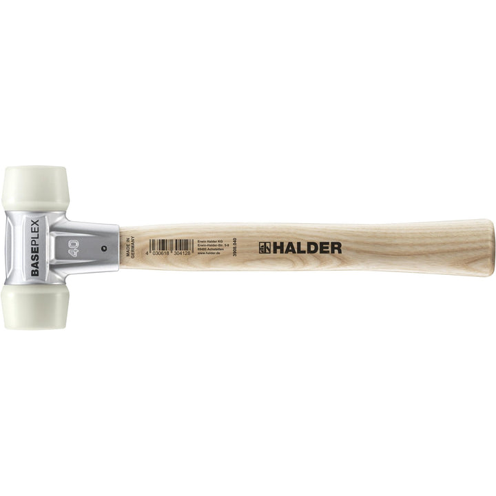 BASEPLEX-Schonhammer, Nylon/Nylon mit Zinkdruckguss-Gehäuse und Holzstiel | D=40 mm | 3908.040 Ø=40