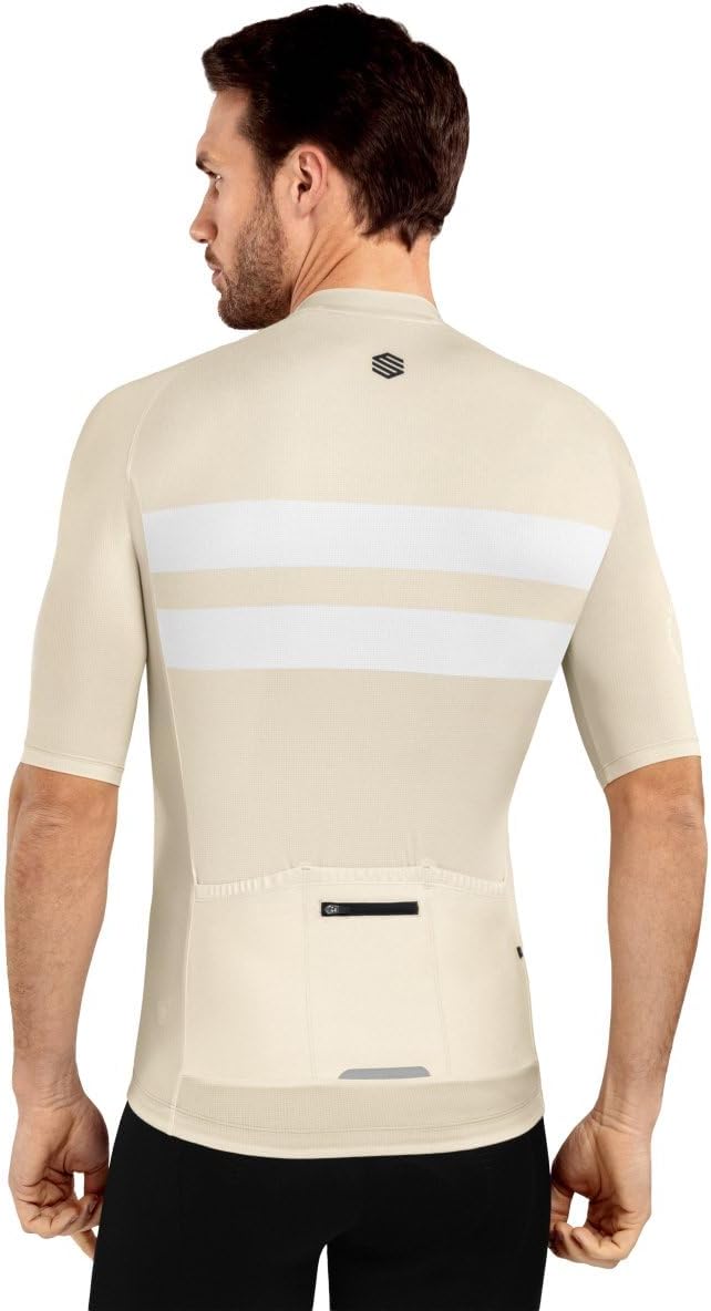 SIROKO M3 Radtrikot Herren Kurzarm Ultraleicht Aerodynamische Fahrradbekleidung S Beige/Weiss, S Bei