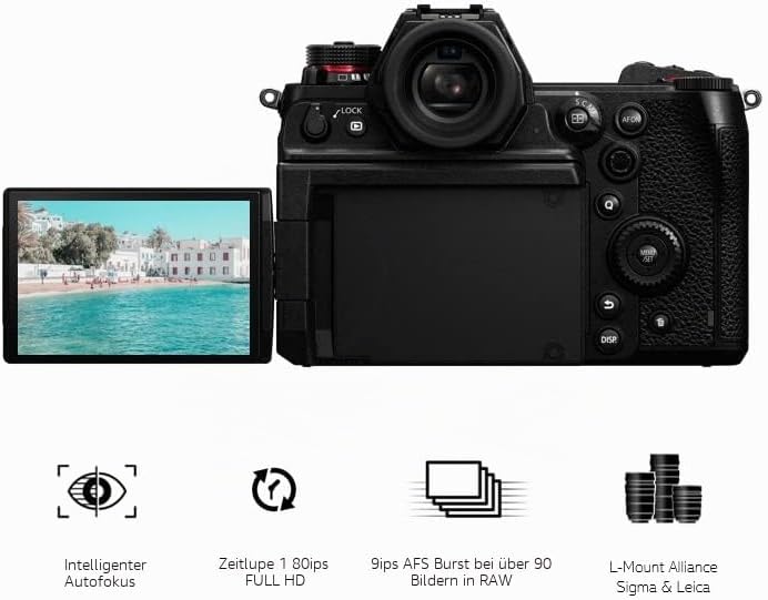 Panasonic DC-S1HE-K spiegellose Vollformatkamera, 6K Videoaufnahmen mit Flip Screen (Vollbildaufnahm