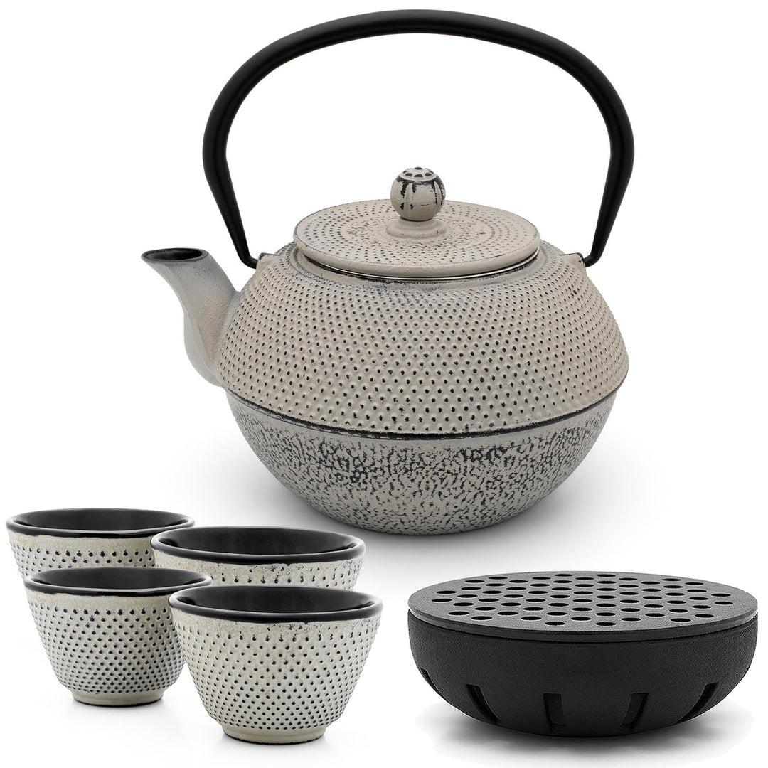 Bredemeijer Asia Teekanne Gusseisen Set 1.1 Liter - grauer Teekessel & Edelstahl-Filter-Einsatz für