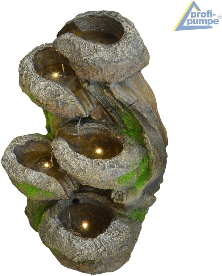 Gartenbrunnen Brunnen Zierbrunnen Zimmerbrunnen Springbrunnen Brunnen BAUMSTUMPF & STEINSCHALEN mit