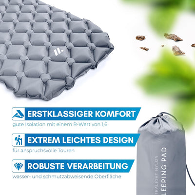 NORDMUT® Isomatte Camping Matratze [mit Reparaturset] Isomatte Outdoor Luftmatratze | Isomatte Ultra