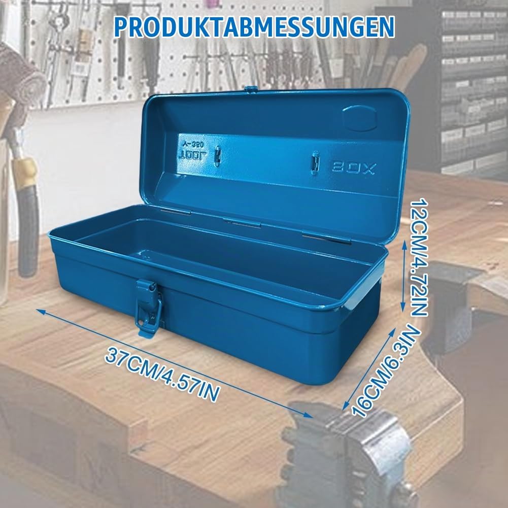 Mehrzweck-Werkzeugkiste mit Schlossschnalle leer Gross Werkzeugbox 37×16×12cm Robust Langlebig Metal