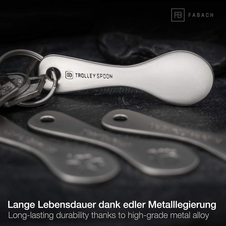 FABACH Trolley Spoon Einkaufswagenlöser Schlüsselanhänger - Einkaufswagenchip abziehbar aus Metall -