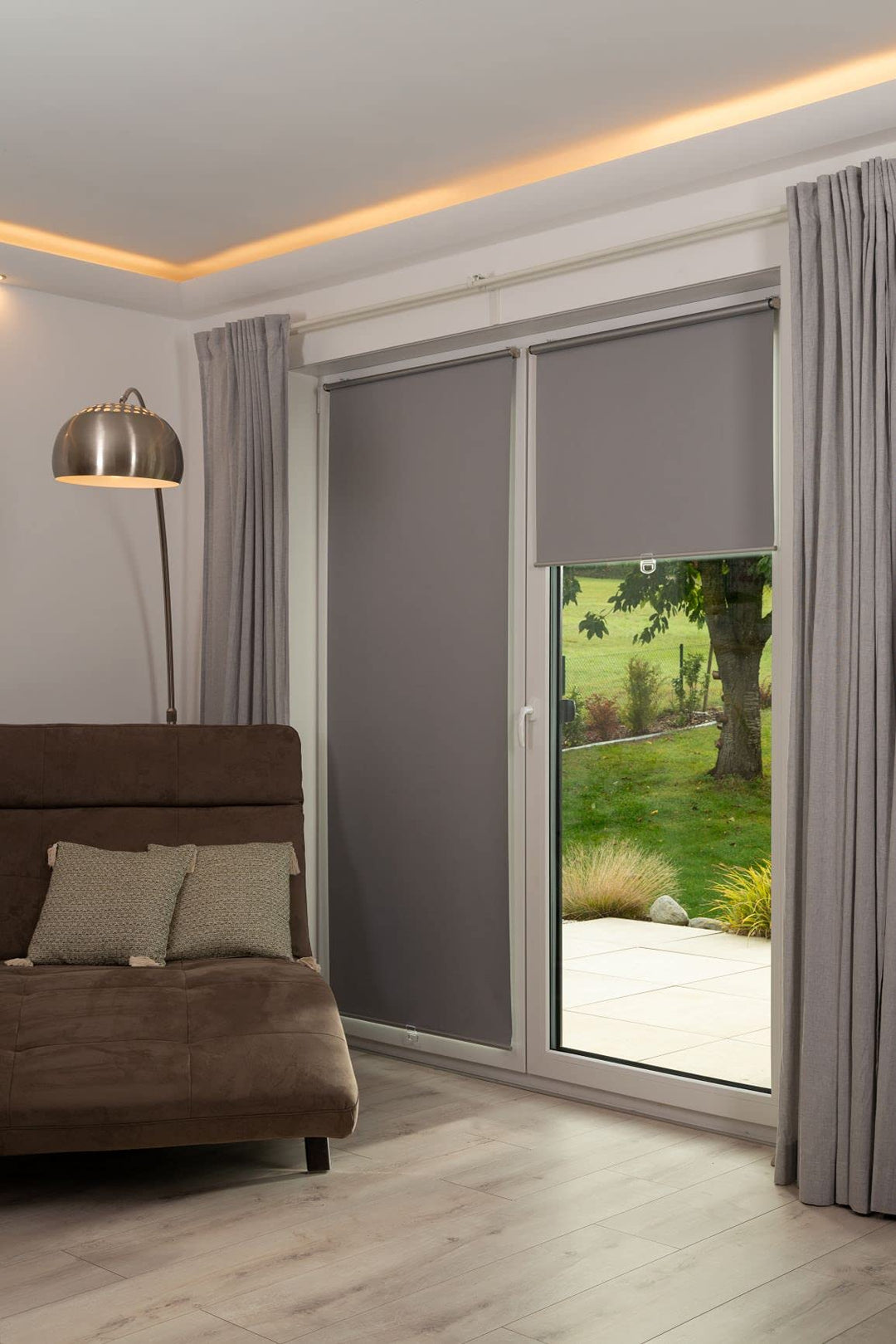 K-home Verdunklungsrollo/Springrollo, Grau, 120 cm x 150 cm (B x L) Grau 120 x 150 cm, Grau 120 x 15