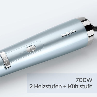 BaByliss AS773E Hydro Fusion Warmluftbürste mit Super-Ionen-Technologie, Eisblau, 1 Stück (1er Pack)