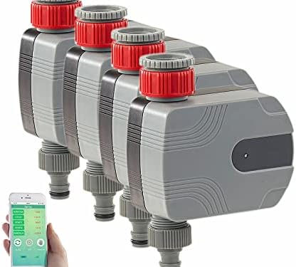 Royal Gardineer Wasserhahn App: 4er-Set Bewässerungscomputer mit Bluetooth und App-Steuerung (Garten
