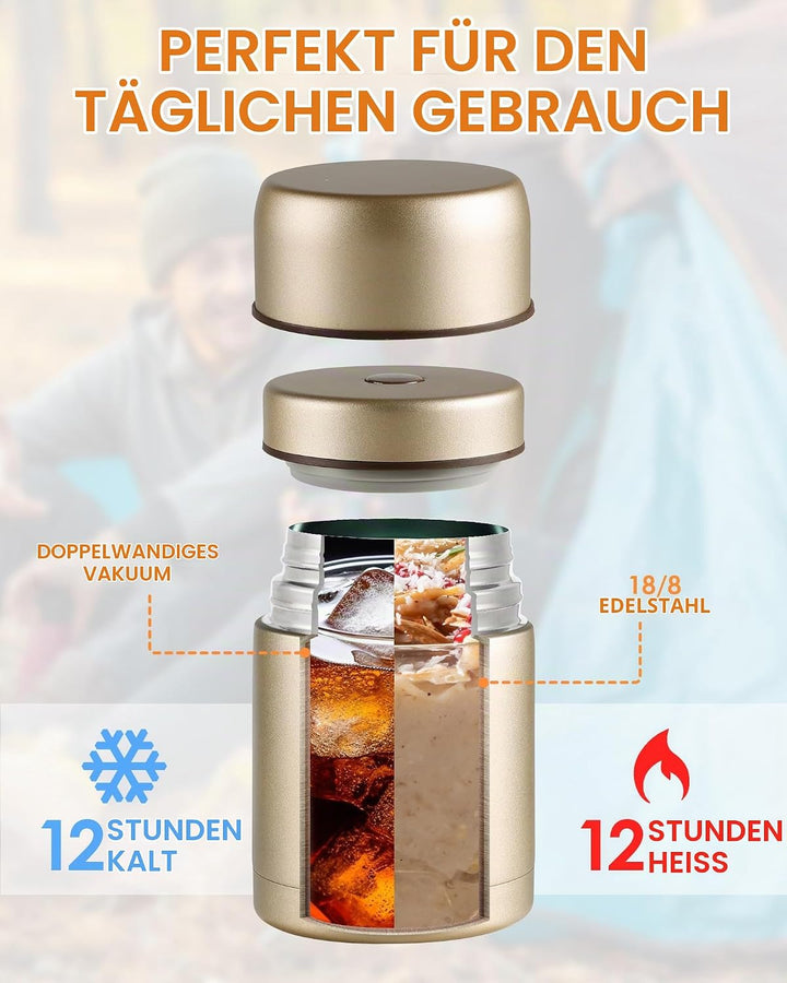 ZWOOS 800 ml Thermobehälter für Essen, 316 Edelstahl Wärmebehälter für speisen, Auslaufsicher Thermo