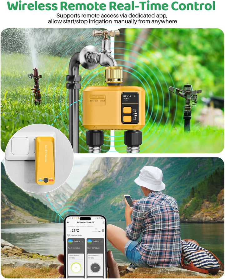 Smart Bewässerungscomputer WLAN mit 2 Zonen Ausgängen und 5 Programme Bewässerungssystem mit Regenve