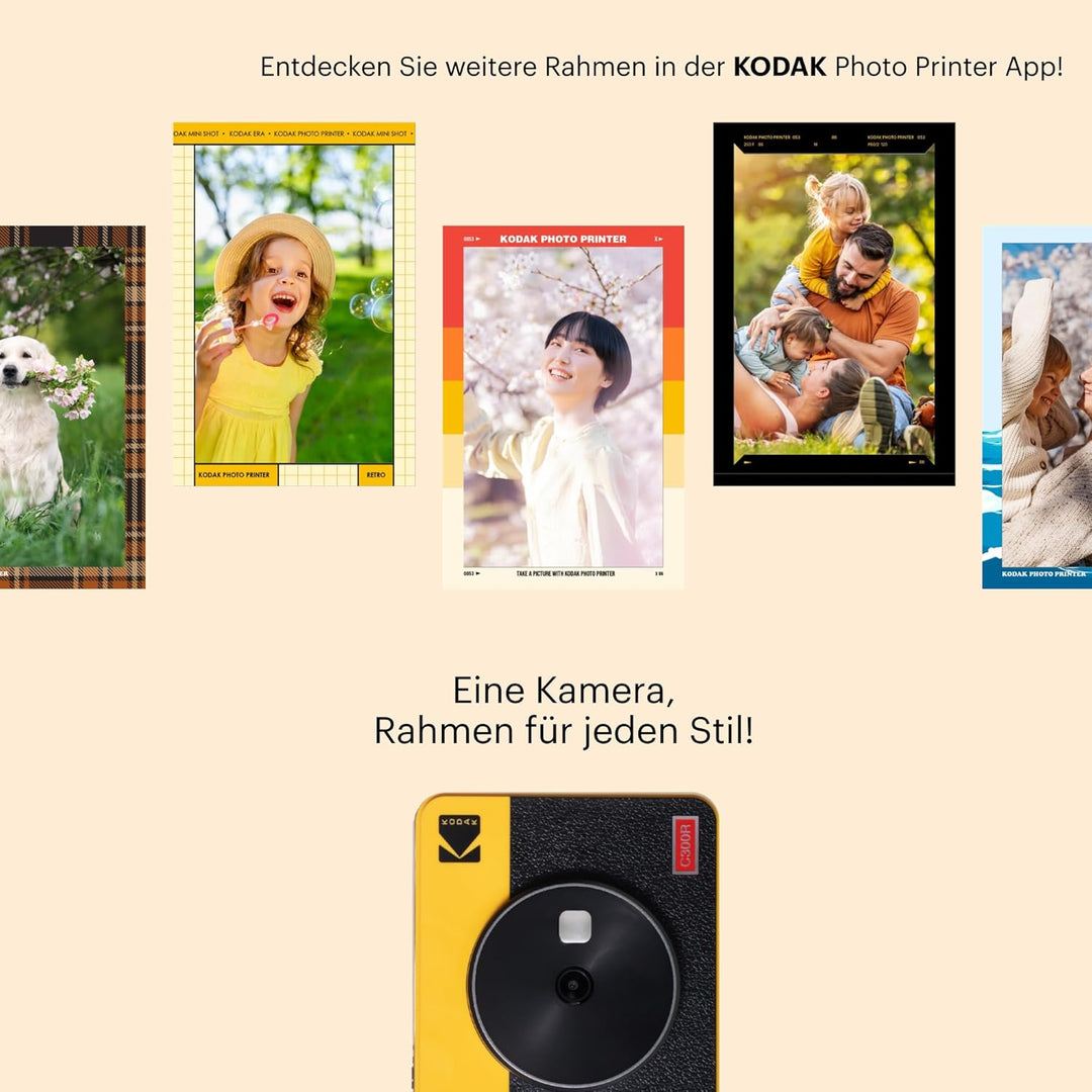 KODAK Mini Shot 3 Retro 4PASS 2-in-1 Sofortbildkamera und Fotodrucker (7,6x7,6cm) + 8 Blatts, Gelb M