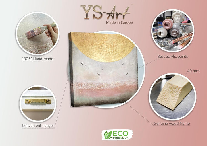 YS-Art XXL Abstrakt Acryl Gemälde auf Leinwand Sonnenenergie II handgemalt Wandbilder Wohnzimmer mod