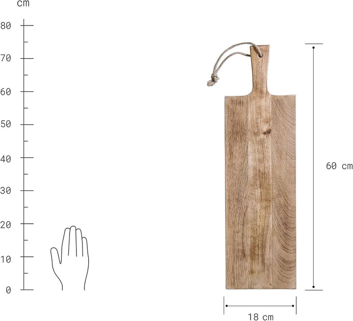 BUTLERS 2er Set Tapasbrett mit Griff LA Bodega (60 x 18cm) aus Mangoholz ideal als Schneide- und Ser