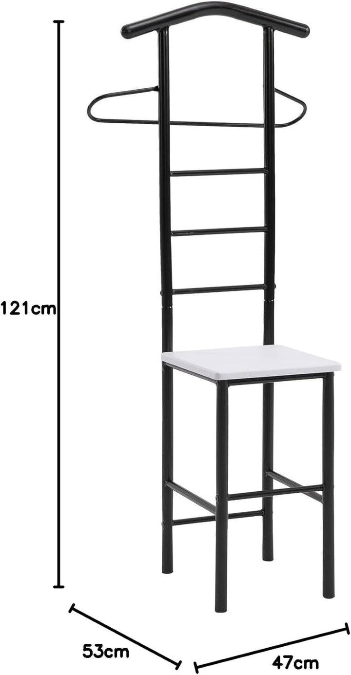 CARO-Möbel Herrendiener JIVO Stummer Diener Kleiderständer in schwarz/weiss, 121 cm, Garderobe mit H