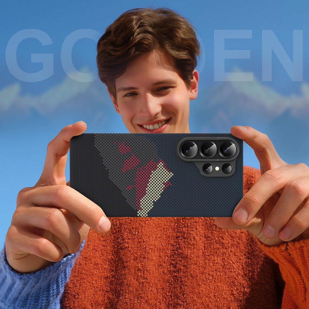 memumi Magnetische Carbon Hülle für Galaxy S26 Ultra,Ultradünne Handyhülle, Hülle aus echter Aramidf