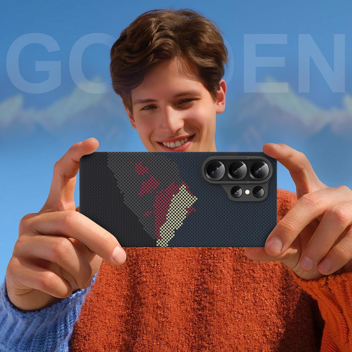 memumi Magnetische Carbon Hülle für Galaxy S26 Ultra,Ultradünne Handyhülle, Hülle aus echter Aramidf