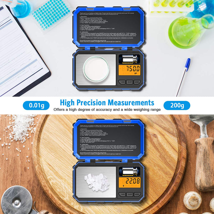 Brifit Feinwaage 0,01g, 200 x 0.01g Taschenwaage Digitalwaage mit EIN 50g Edelstahl Kalibriergewicht