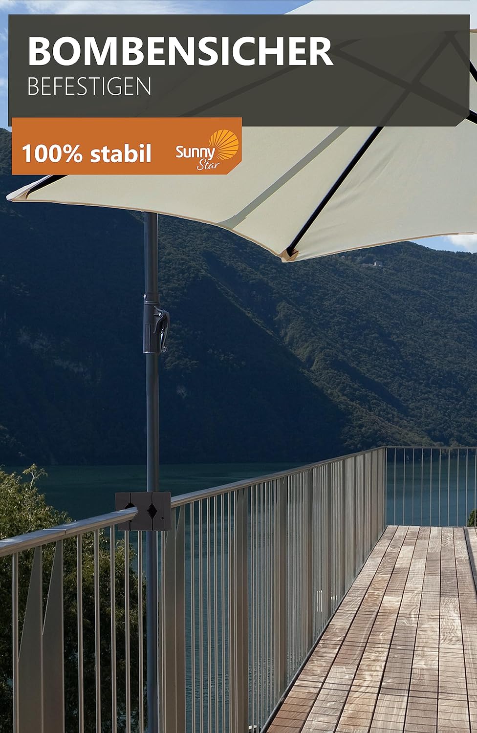 4smile Sonnenschirmhalter Balkongeländer – Aluminium Sonnenschirm Balkon Halterung - Schirmhalterung