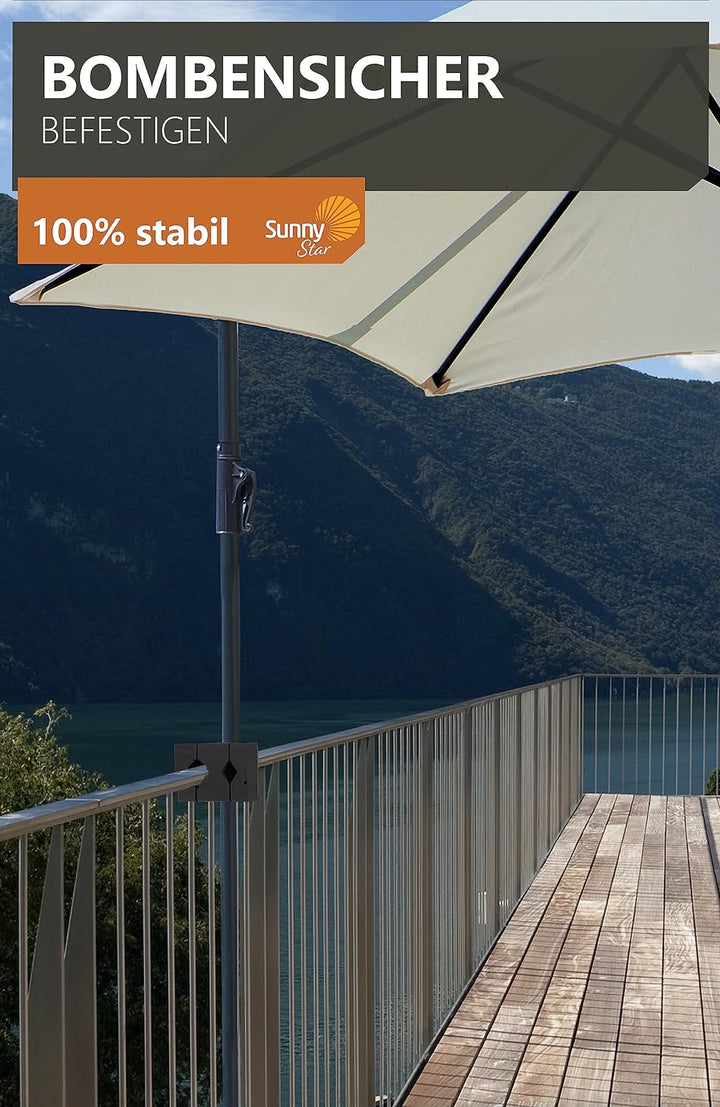 4smile Sonnenschirmhalter Balkongeländer – Aluminium Sonnenschirm Balkon Halterung - Schirmhalterung