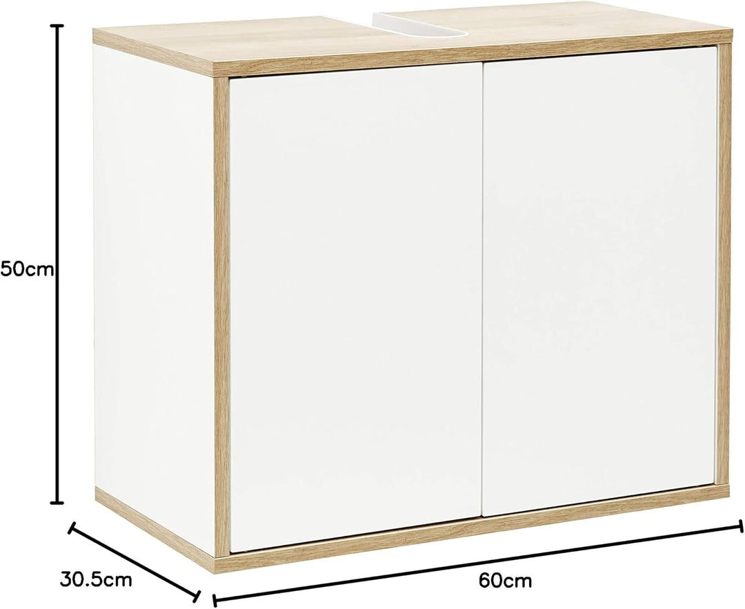 FACKELMANN Finn Waschbeckenunterschrank (60 x 50 x 30,5 cm) – Unterschrank für Waschbecken mit Aussp