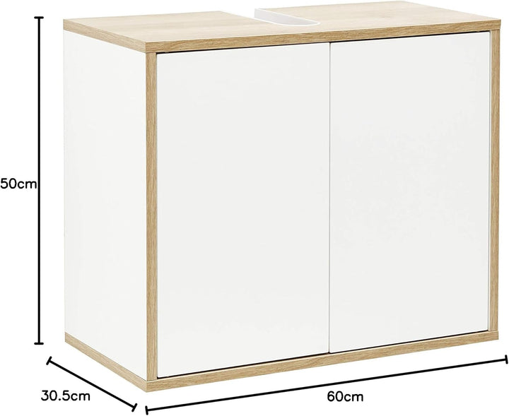 FACKELMANN Finn Waschbeckenunterschrank (60 x 50 x 30,5 cm) – Unterschrank für Waschbecken mit Aussp