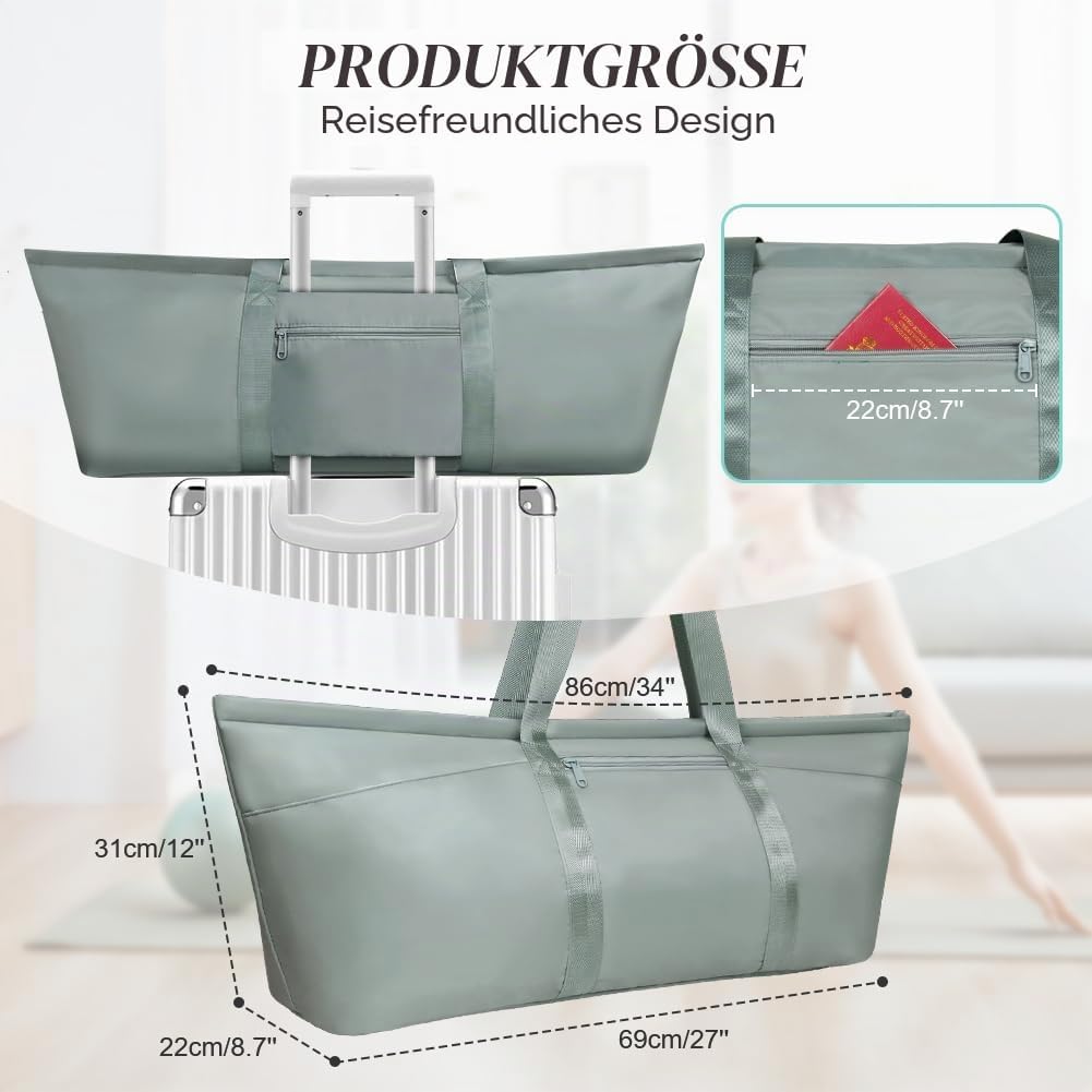Sporttasche Damen, Gross Yogatasche, Yogamatte Tasche, Sporttasche Damen mit Nassfach &amp; Schuhtasche,