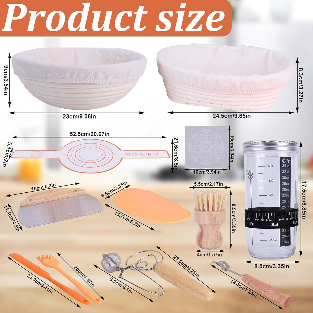 Brot Backen Zubehör, Gärkörbchen Für Sauerteig Starter Set, Gärkorb Brot Brot Backen Mit Sauerteig S