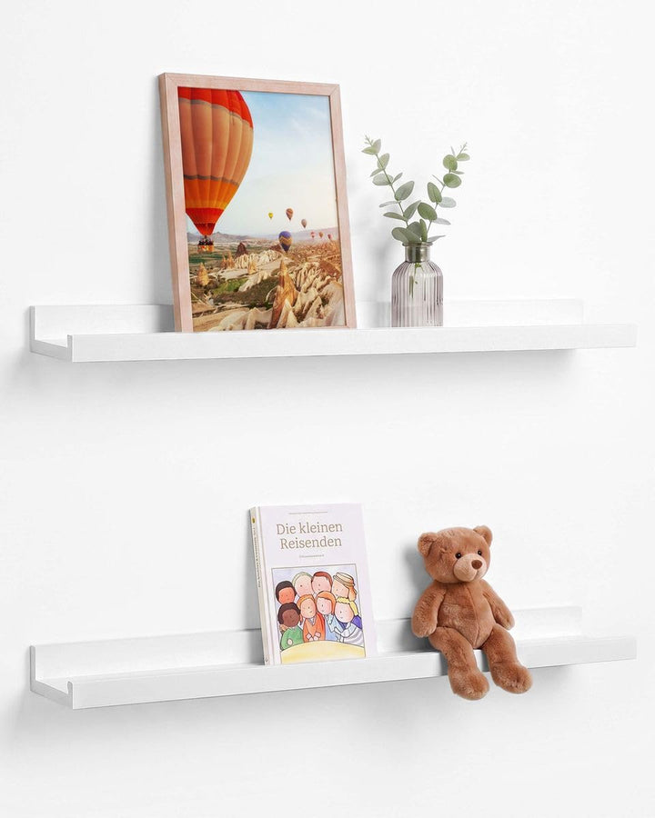 PHOTOLINI Wandregal stabiles MDF-Holz Weiss 70 cm, Schweberegal, 2er Set, modernes Design, Bilderlei