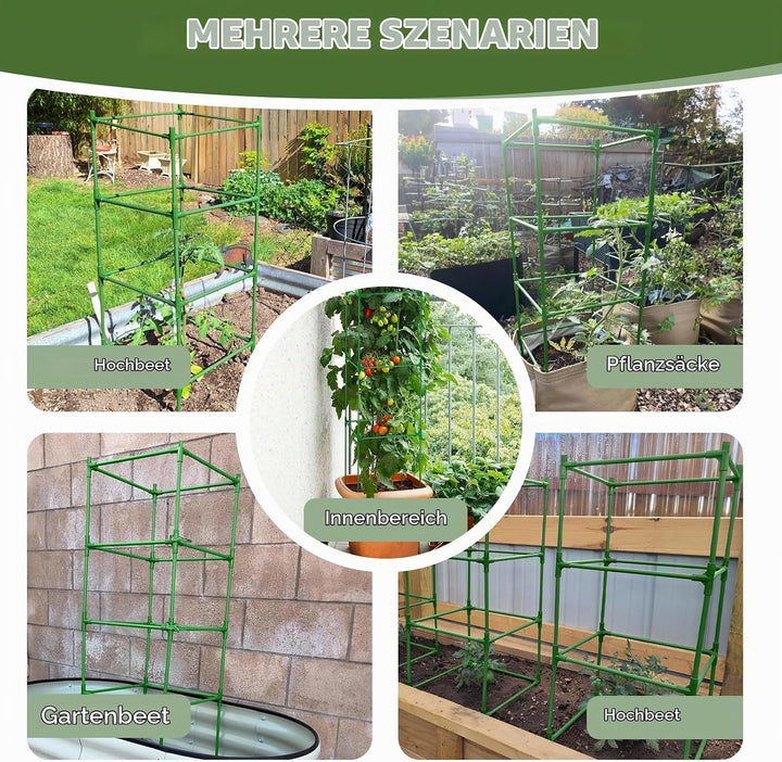 3 Stück Tomatenkäfige Quadratische Tomaten Rankhilfe, 130cm Verstellbar Tomatenturm Rankgitter Mit 5