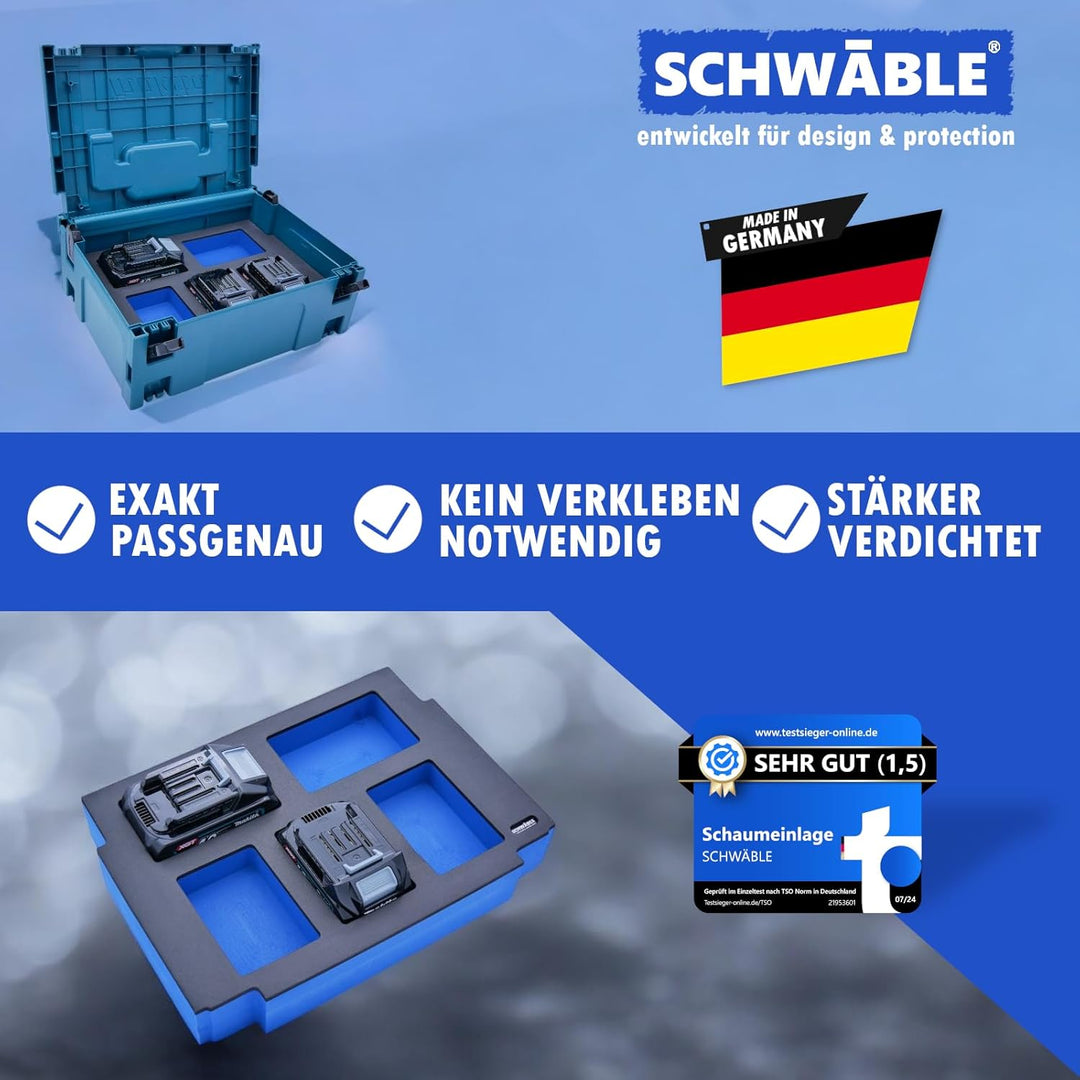 Schaumeinlage Schaumstoffeinlage passend für Makita Akkus Akkupack 40V 2-4Ah