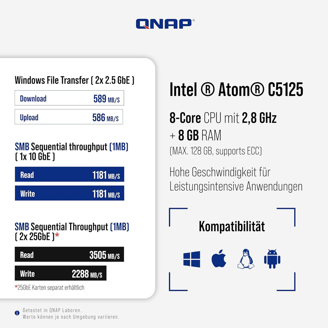 Qnap TS-855X-8G | 8-Bay, Intel Atom 8-Core, PCIe Gen3, 10 Gigabit NAS