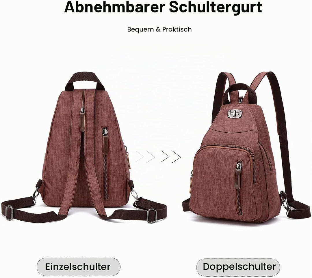 FANDARE Retro Brusttasche Sling Bag Klein Rucksack Schulranzen Umhängetasche Schulrucksack Sporttasc