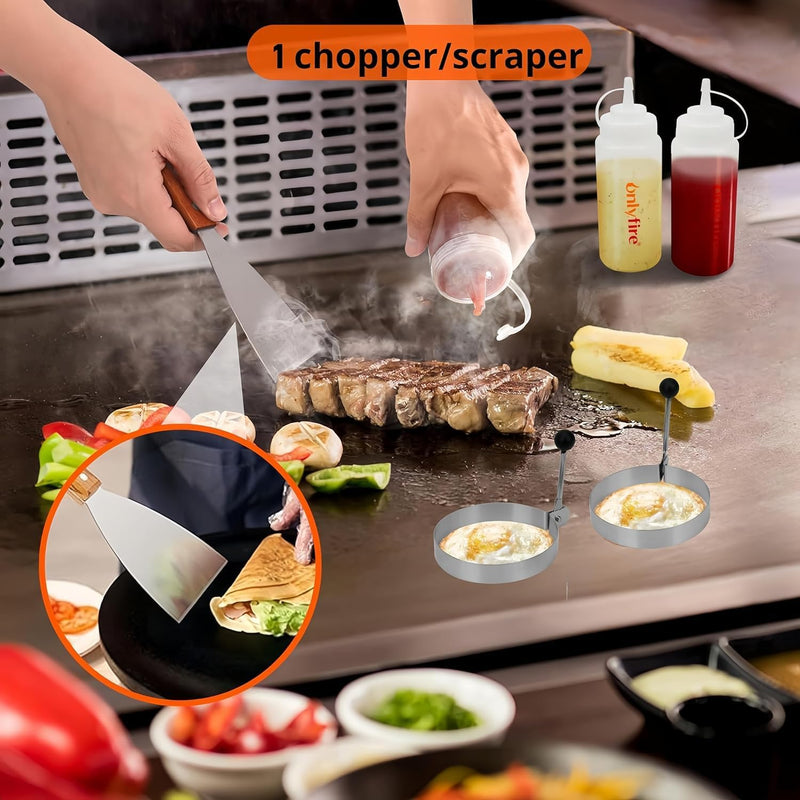 Onlyfire FPA-5117 Professionelles BBQ Grillspachtel Set Grillwender Ideal für Plancha Kochplatte, mi