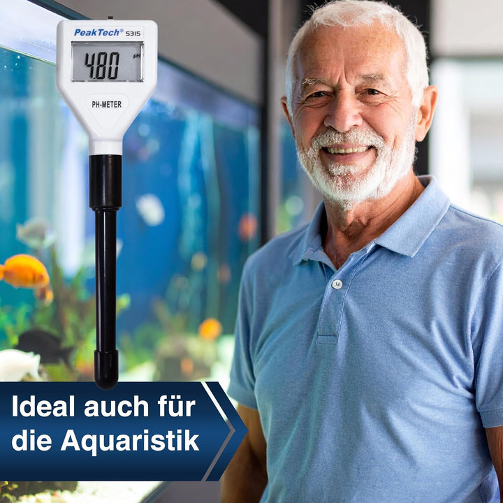 PeakTech 5315, pH Messgerät für Reagenzgläser, Aquarium, Pool und Wasseraufbereitung, pH Wert Checke
