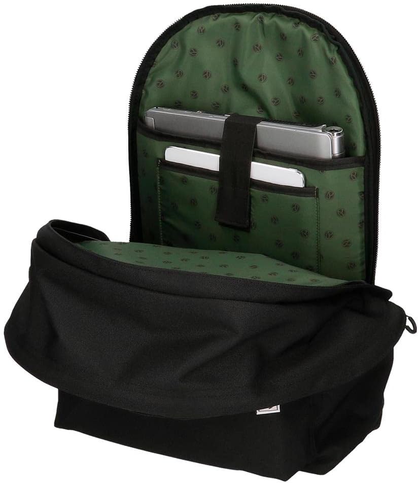 Pepe Jeans Luca Rucksack für Laptop, doppeltes Fach mit Trolley, 15,6 Zoll, Schwarz, 31 x 44 x 15 cm