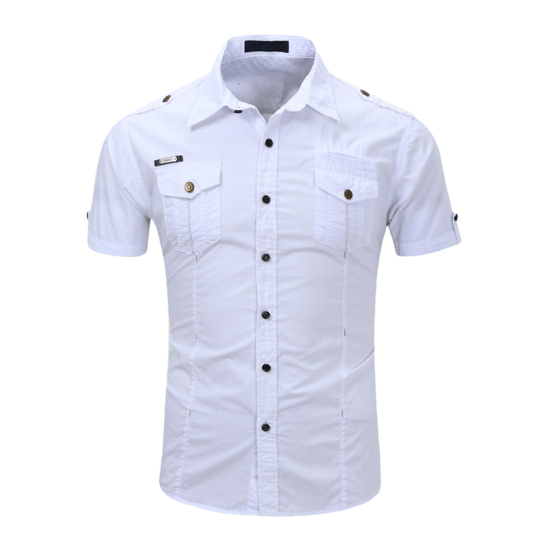 Herren Hemd Kurzarm Baumwolle Outdoor Freizeithemd für Männer XXL Weiss, XXL Weiss