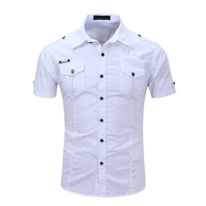 Iris Sprite Herren Hemd Kurzarm Baumwolle Outdoor Freizeithemd für Männer L Weiss, L Weiß