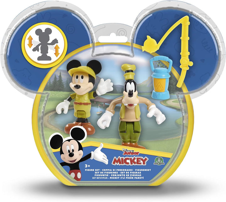 Giochi Preziosi Mickey, 2 bewegliche Figuren, 7,5 cm, mit Zubehör, Thema Camping, Spielzeug für Kind