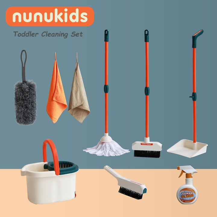 nunukids Kinder Putzset Fantastisches Kinderbesen Set mit Wischmop und Kehrset das ideal für Kinder