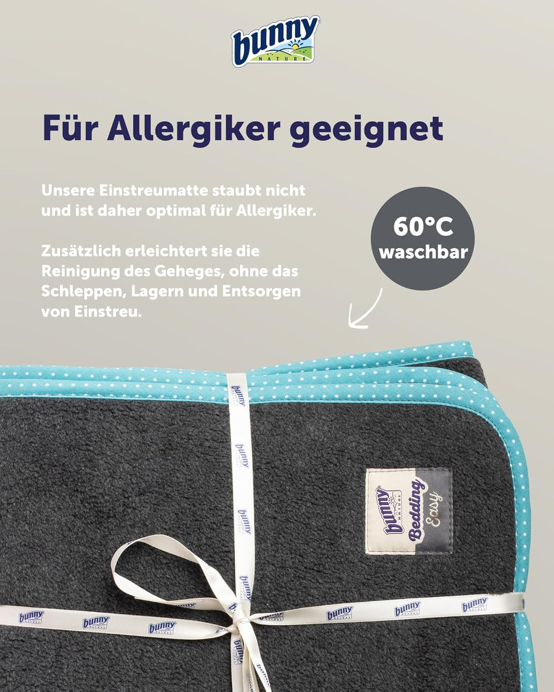 bunnyNature Bedding Easy Türkis | Flauschig-Weicher Fleece & Saugstarker Molton | Allergikerfreundli